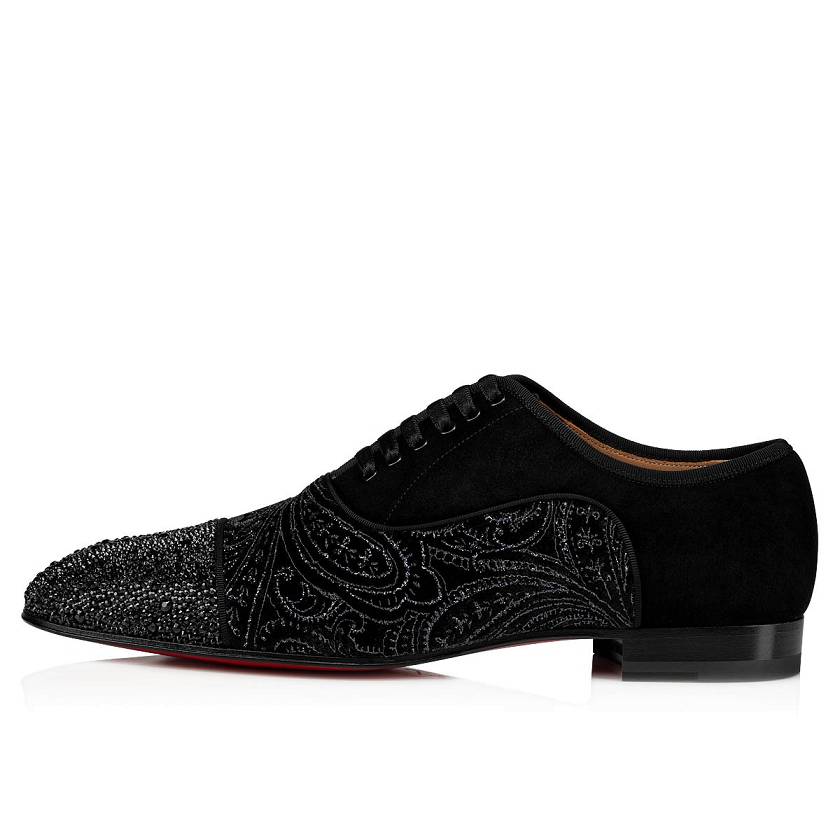 Men's Christian Louboutin Greggo Strass Dress Shoes - Black [8409-562]